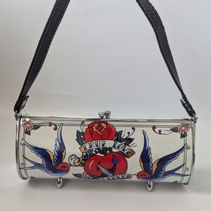 Vintage Y2K True love tattoo art ed hardy inspired dove and hearts metal Bag